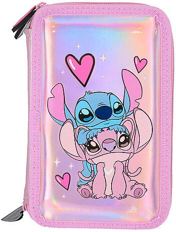 Pennenzak 'Stitch' – Gevuld Holographique 3 vakken – 20 cm – Lilo & Stitch