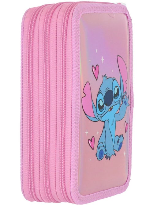 Pennenzak 'Stitch' – Gevuld Holographique 3 vakken – 20 cm – Lilo & Stitch - Kiabi