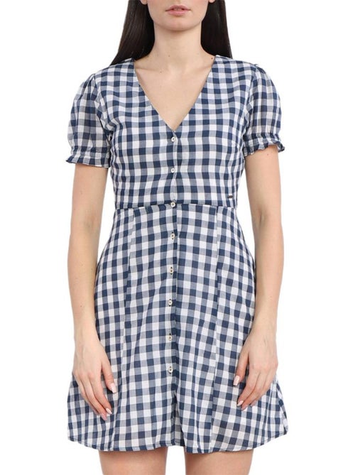 Pepe Jeans Aliyah Dames Jurk Wit/Marine - Kiabi Pepe Jeans Aliyah Dames Jurk Wit/Marine - Kiabi