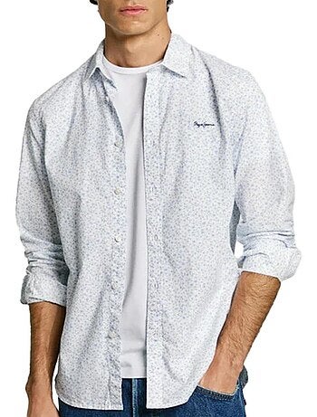 Pepe jeans anson herenoverhemd wit/blauw