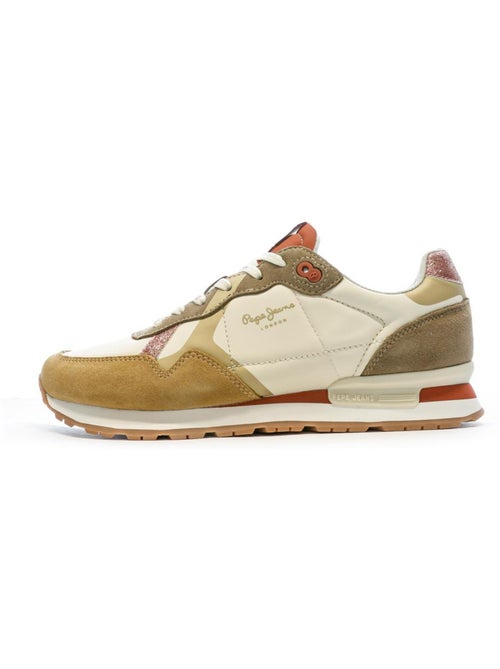 Pepe Jeans Brit Print Ecru/Camel Dames Sneakers - Kiabi Pepe Jeans Brit Print Ecru/Camel Dames Sneakers - Kiabi