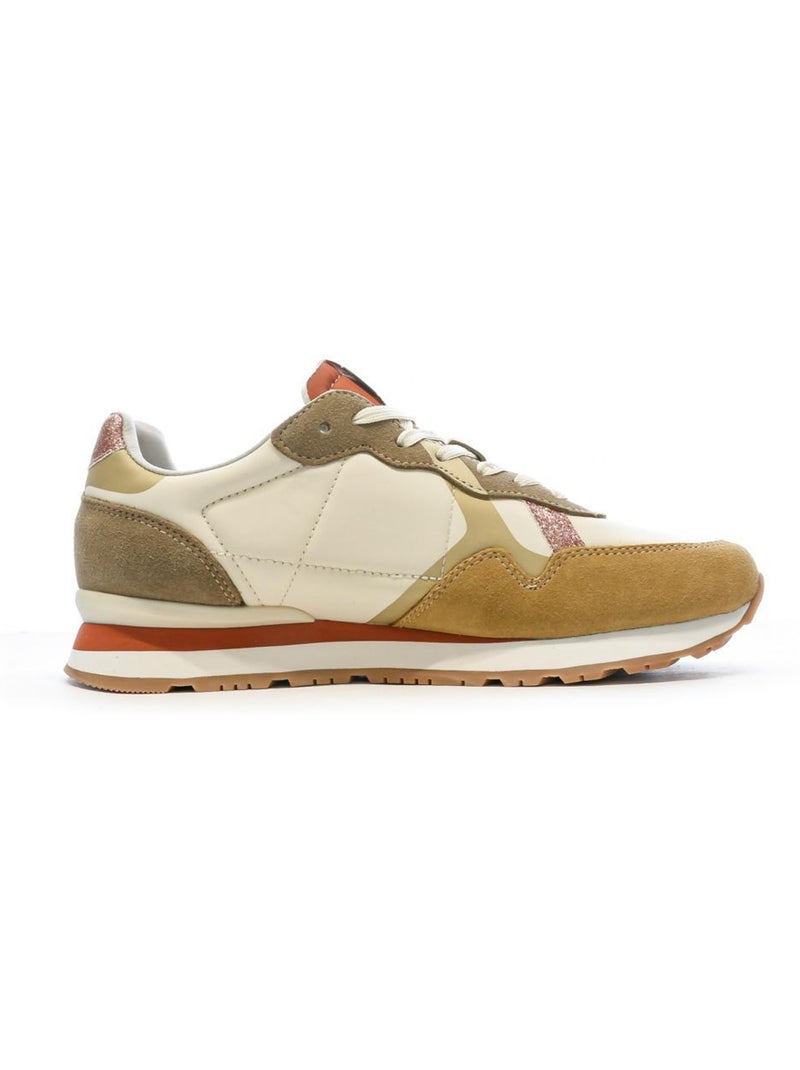Pepe Jeans Brit Print Ecru/Camel Dames Sneakers Cappuccinobruin - Kiabi