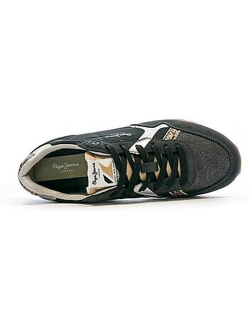 Pepe jeans brit print night zwarte dames sneakers