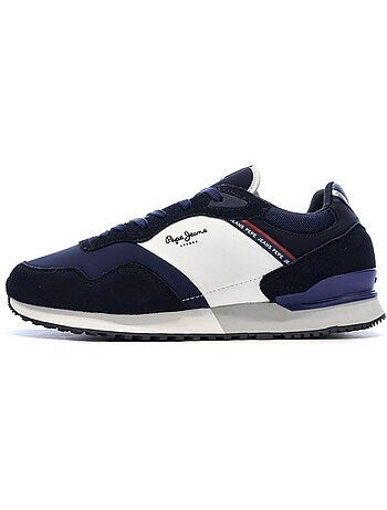 Pepe jeans brit road m heren sneakers - bruin/rood/marine