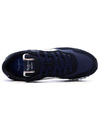 Pepe jeans brit road m heren sneakers - bruin/rood/marine