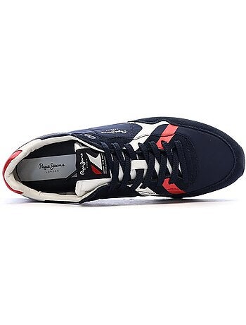 Pepe jeans brit road m heren sneakers marine/rood