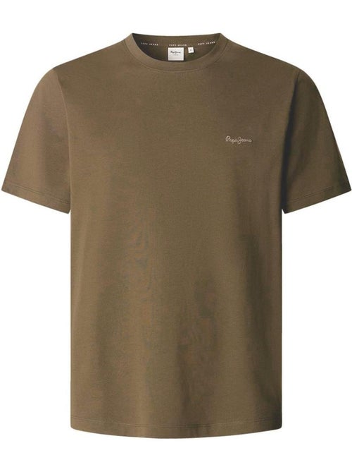 Pepe jeans connor heren t-shirt donkerbruin met contrast - Kiabi