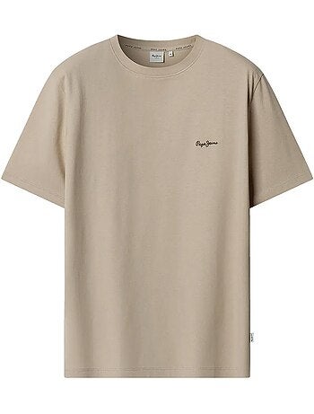 Pepe jeans connor t-shirt voor heren - beige met contrastdetails