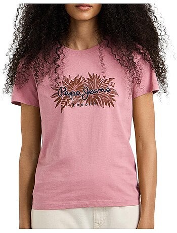 Pepe jeans cristina dames t-shirt met rozenprint