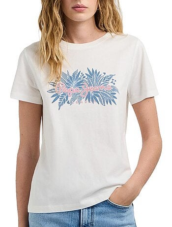 Pepe jeans cristina dames t-shirt met rozenprint