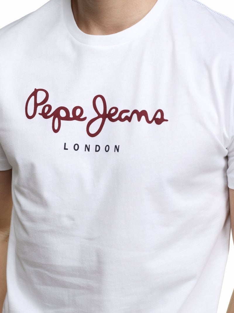 Pepe Jeans Eggo N Wit T-shirt voor Heren Wit Rood - Kiabi