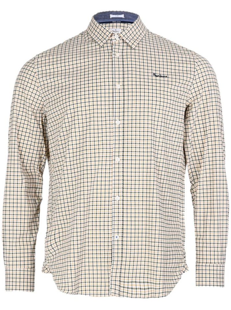 Pepe Jeans Fleetwood Geruit Overhemd voor Heren - Wit/Geel/Marineblauw Geel - Kiabi