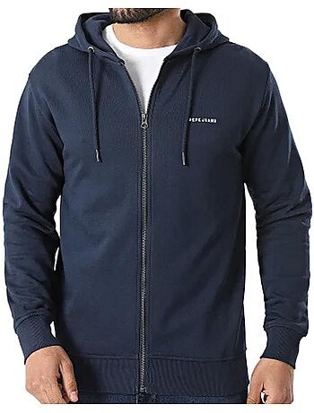 Pepe jeans heren sweatvest met rits - marineblauw