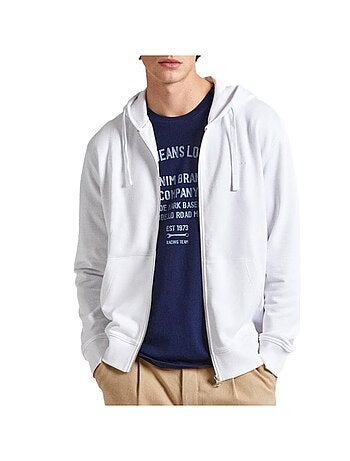 Pepe jeans joe heren vest met rits wit