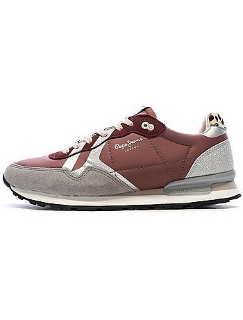 Pepe jeans marlon bordeaux/grijze dames sneakers
