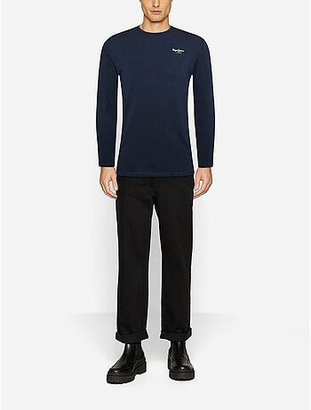 Pepe jeans original basic 2 t-shirt met lange mouwen voor heren, zwart