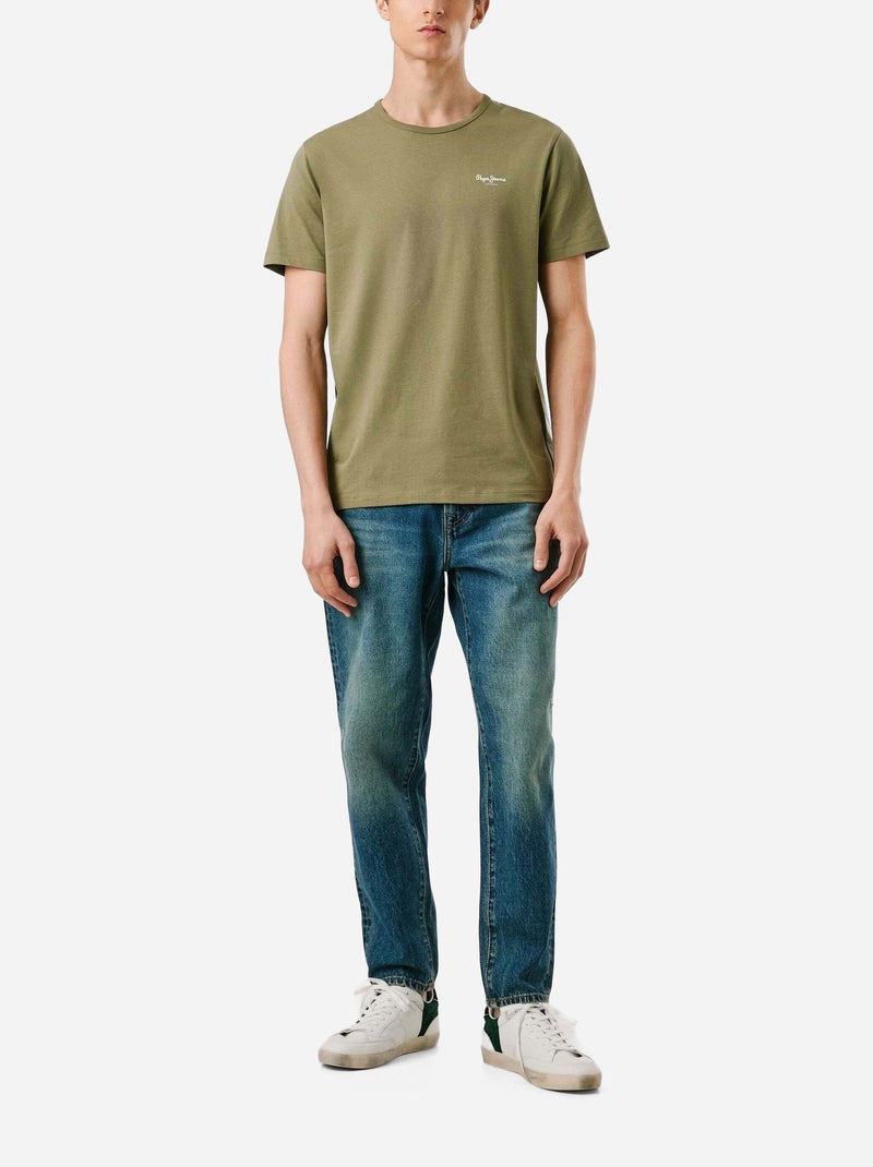 Pepe Jeans Original Basic Donker Kaki T-Shirt voor Heren Groen - Kiabi