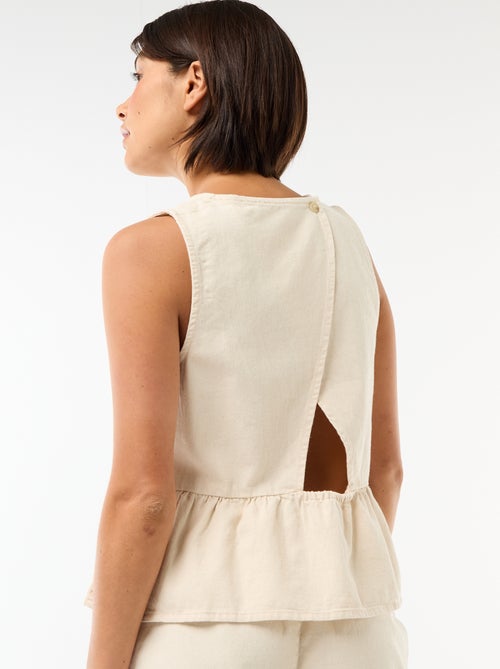 Peplum blouse van mouwloos denim - Kiabi