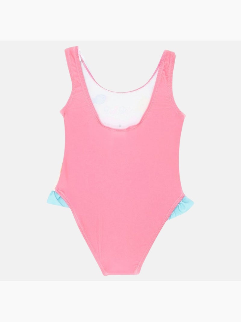 Peppa pig - maillot de bain 1 pièce imprimé, finitions volantées Vert - Kiabi
