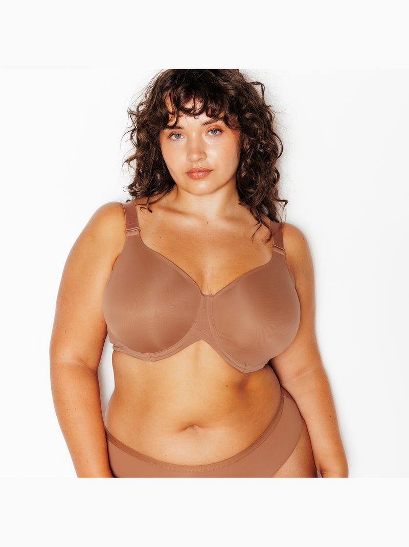 Perfect beha bedekkend microvezel gebronsde huid Donkerbeige - Kiabi