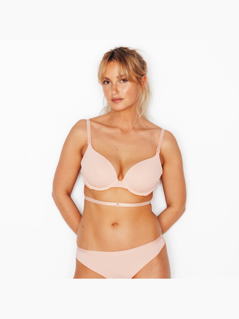 Perfect beha rugloos microvezel natuurlijk Zandbeige - Kiabi