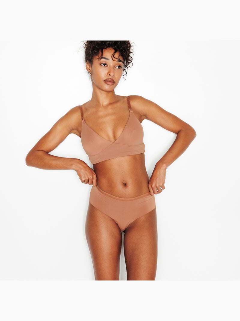 Perfect shorty microvezel gebronsde huid Donkerbeige - Kiabi