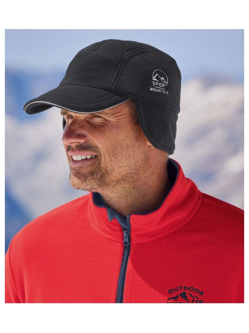 Pet met oorwarmers van fleece - ATLAS FOR MEN Zwart - Kiabi
