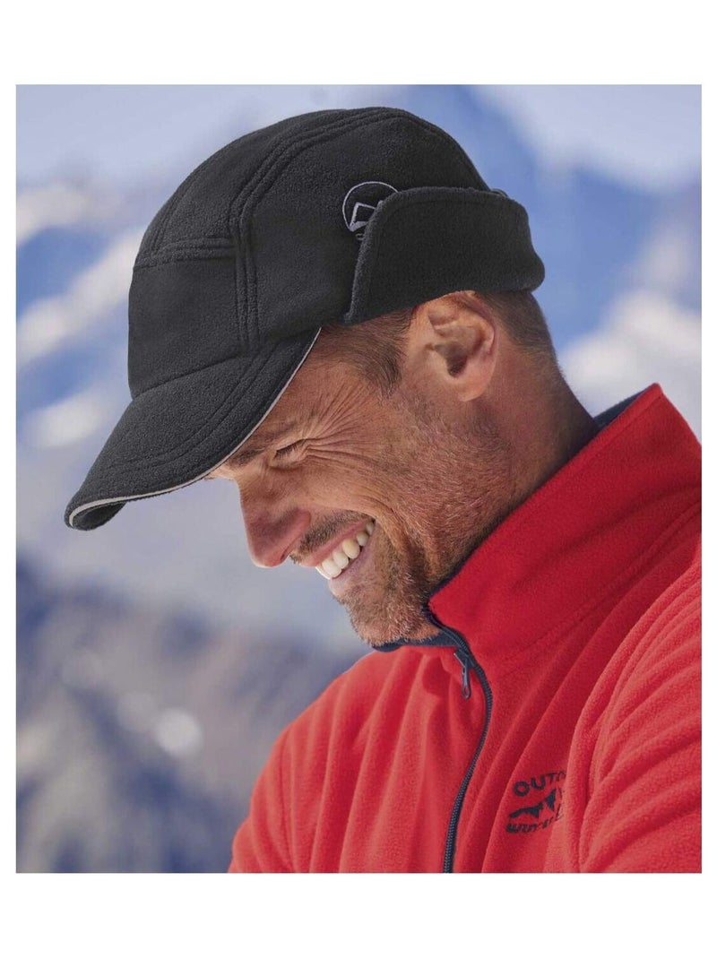 Pet met oorwarmers van fleece - ATLAS FOR MEN Zwart - Kiabi