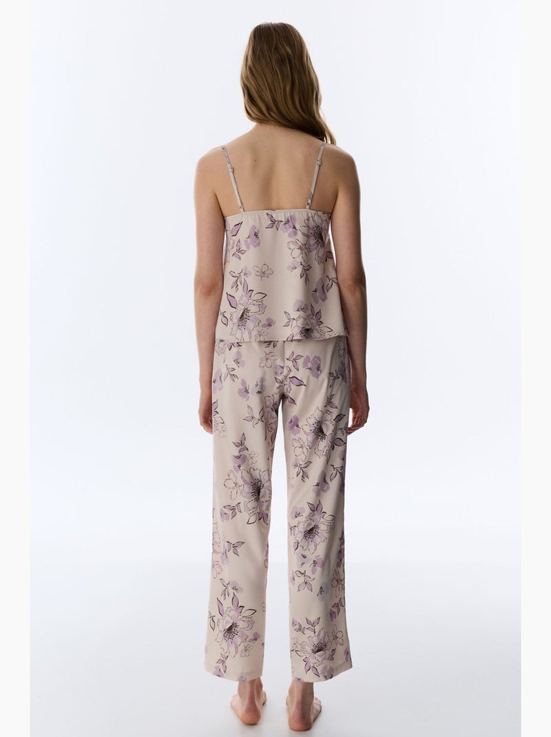 Petal satijnen pyjamabroek penti Natuurlijk beige - Kiabi