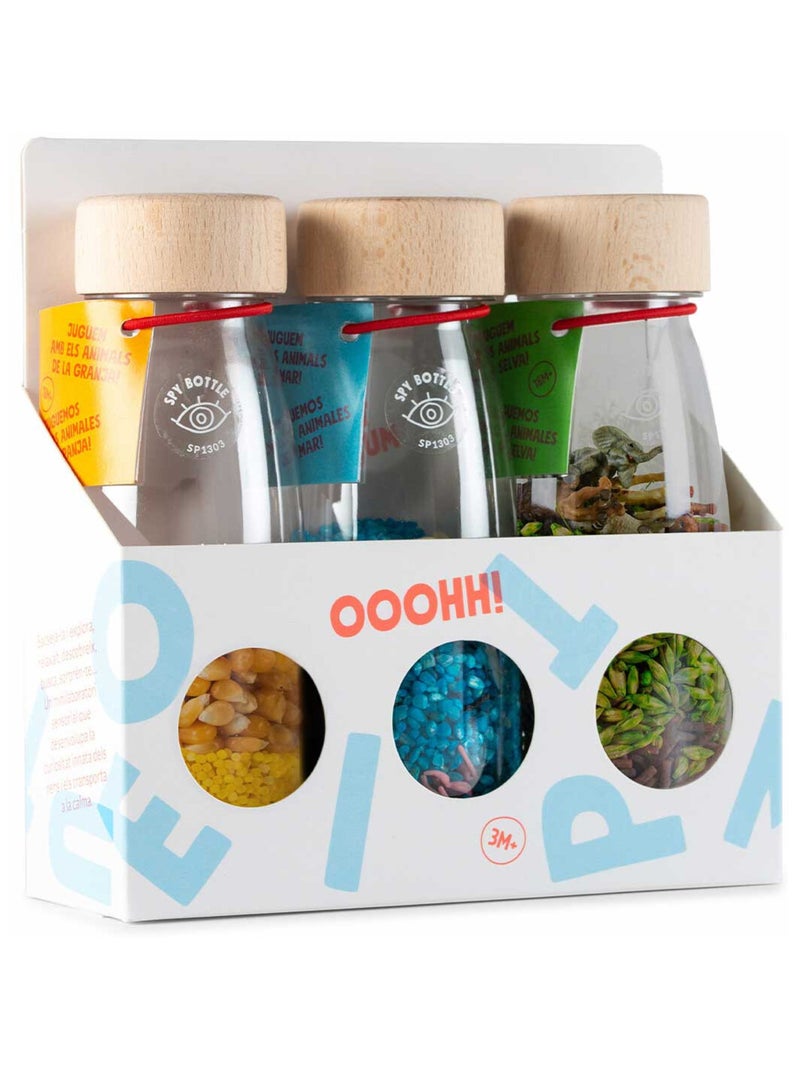 Petit boum | lot de 3 bouteilles sensorielles nature Bleu Jaune - Kiabi