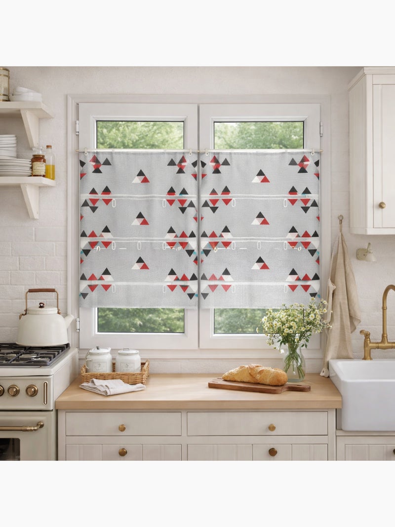 Petit voilage de fenêtre broderie triangle Rouge - Kiabi
