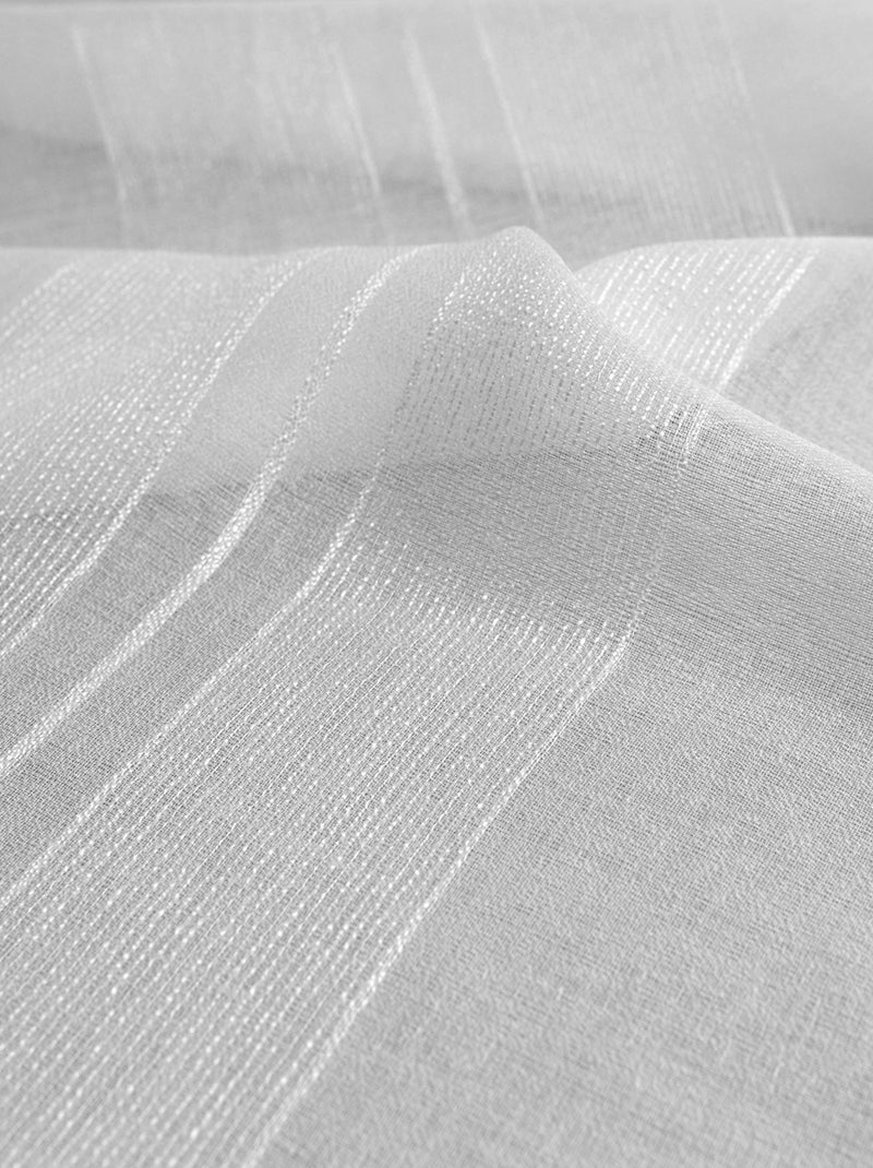 Petit voilage droit uni à rayures fantaisie Blanc - Kiabi