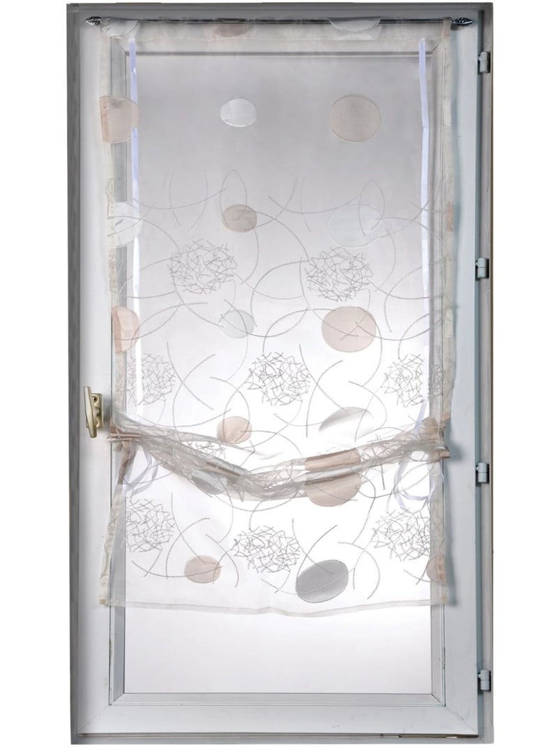 Petit voilage organza jacquard à remonter Ivoire - Kiabi