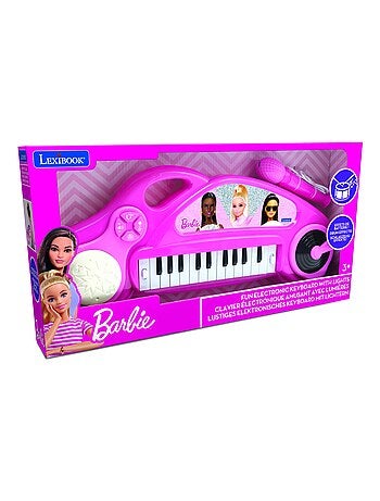 Piano électronique barbie avec effets lumineux et microphone