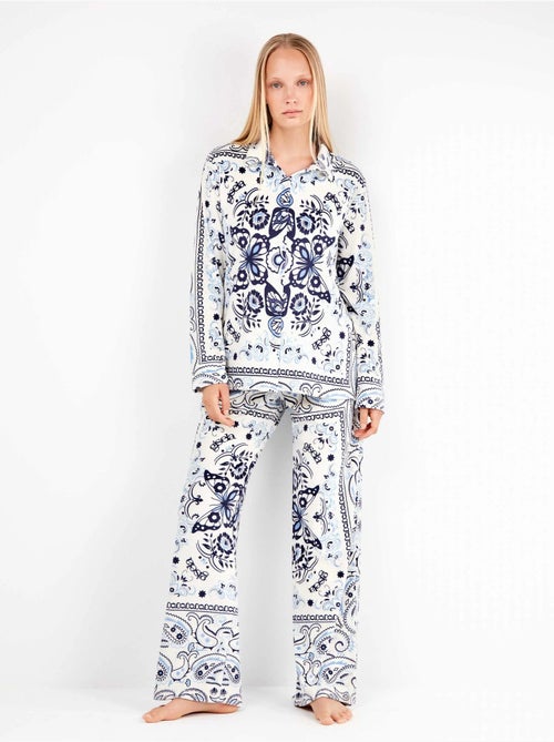 Pijama camisero largo estampado paisley en polar elástico - Kiabi