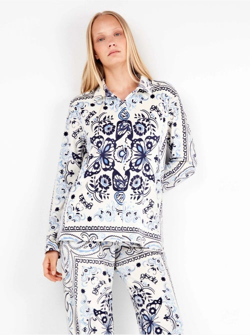 Pijama camisero largo estampado paisley en polar elástico - Kiabi