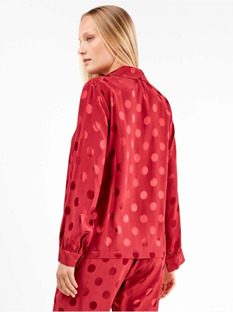 Pijama largo camisero de lunares en suave tejido de satén Granaatappel - Kiabi