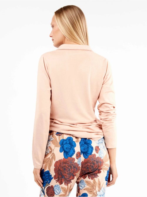 Pijama largo camisero estampado floral en tejido de punto - Kiabi