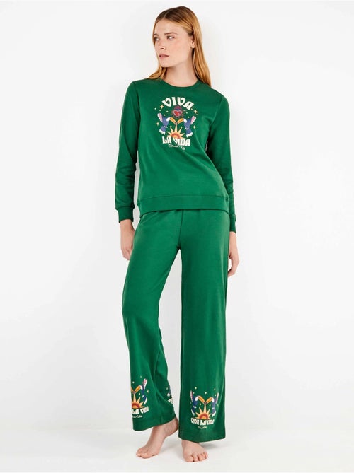 Pijama largo de frida kahlo en tejido de punto con algodón - Kiabi