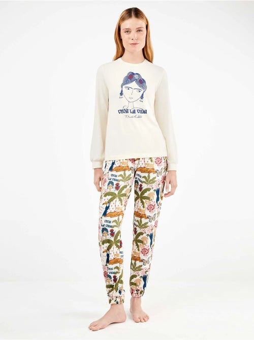 Pijama largo de frida kahlo en tejido de punto - Kiabi