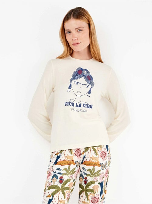 Pijama largo de frida kahlo en tejido de punto - Kiabi