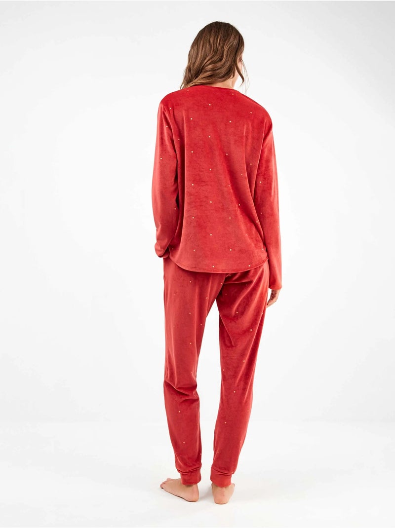 Pijama largo de lunares en tejido polar elástico Granaatappel - Kiabi