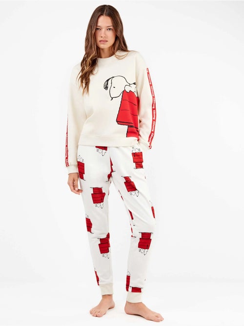 Pijama largo snoopy de felpa elástica con interior suave - Kiabi