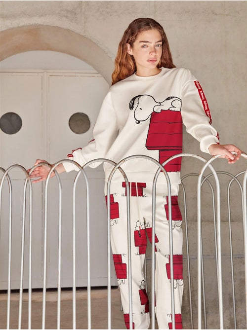 Pijama largo snoopy de felpa elástica con interior suave - Kiabi