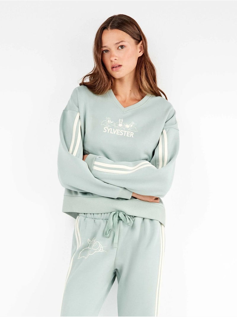 Pijama mujer sylvester en tejido felpa con tacto suave interior Aquablauw - Kiabi