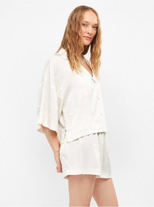 Pijamaset van shorts en shirt in satijn jacquard stof - Kiabi