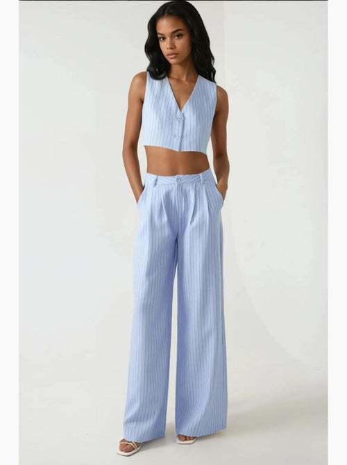 Pika collection high-waist gestreepte broek met wijde pijpen hiccup - Kiabi