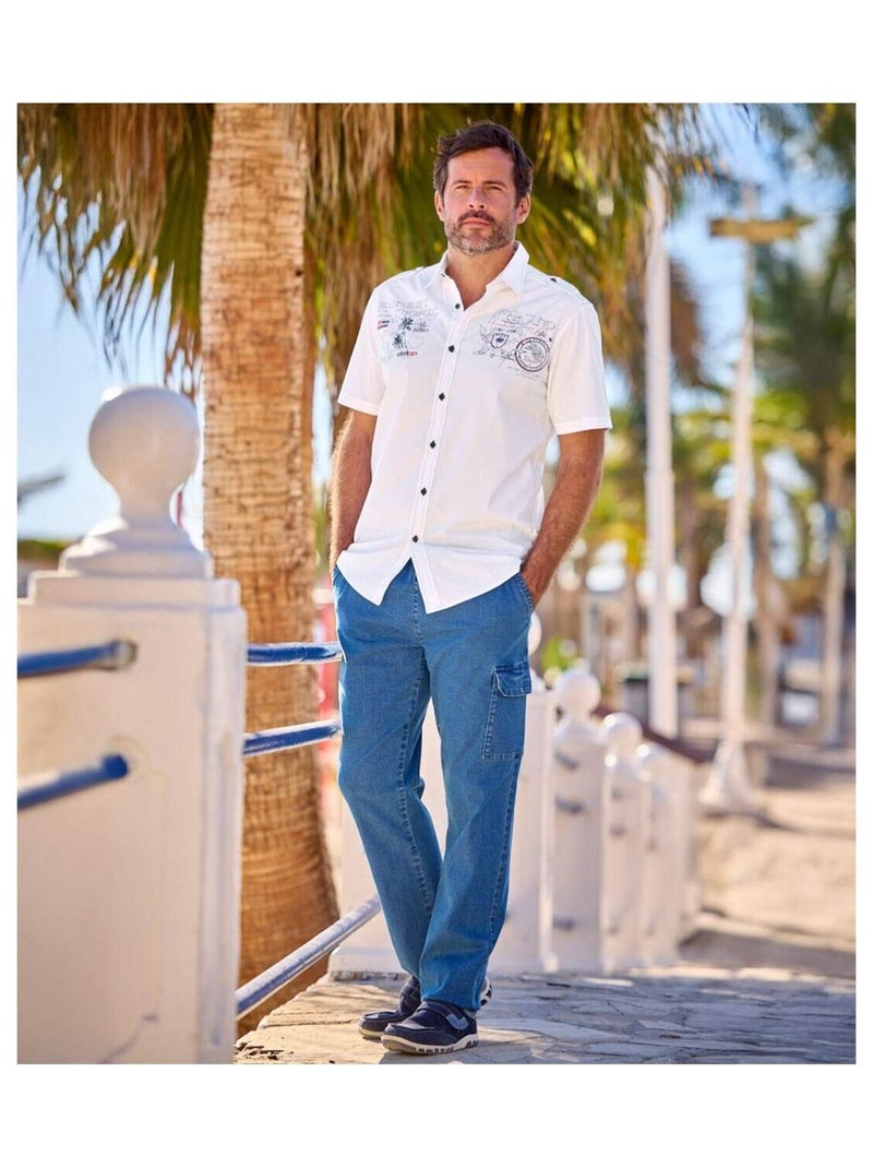 Pilotenoverhemd Sunset Tropic - ATLAS FOR MEN Wit - Kiabi