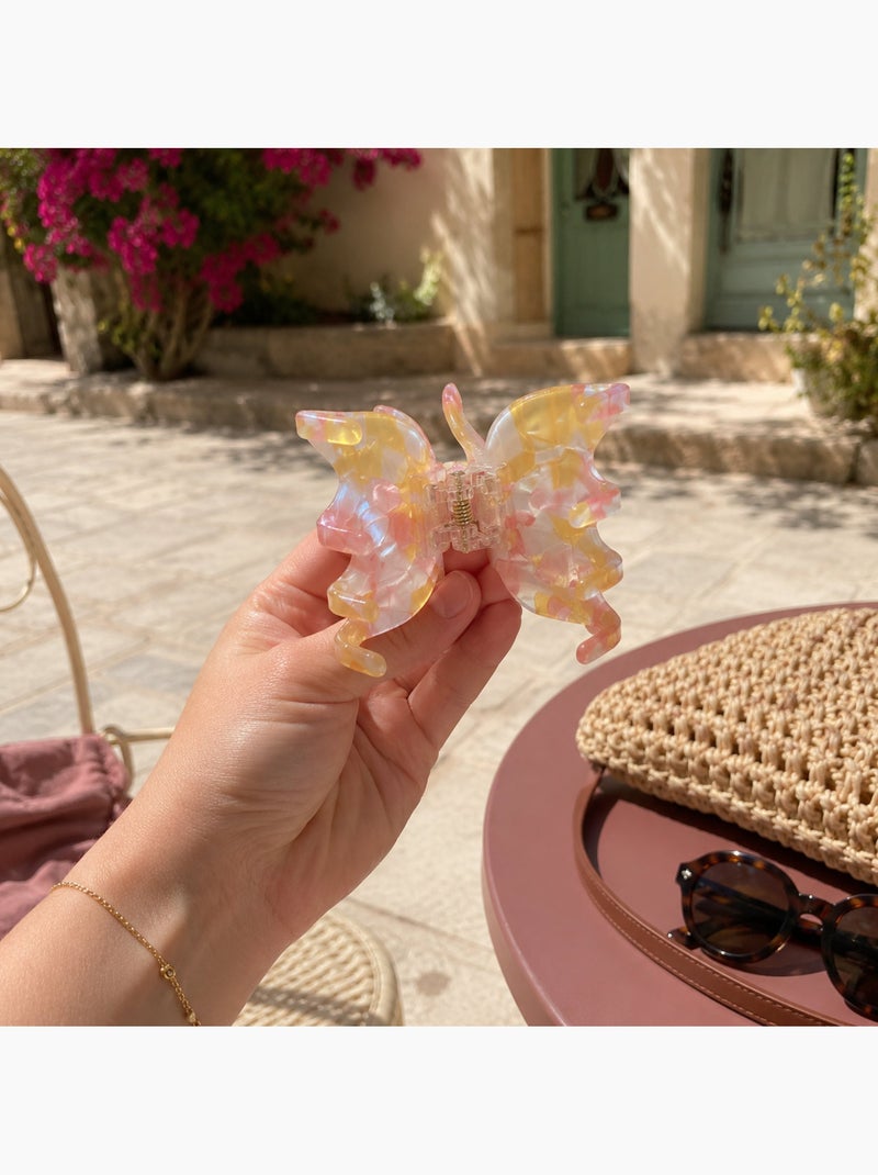 Pince cheveux papillon en résine marbrée Blush - Kiabi