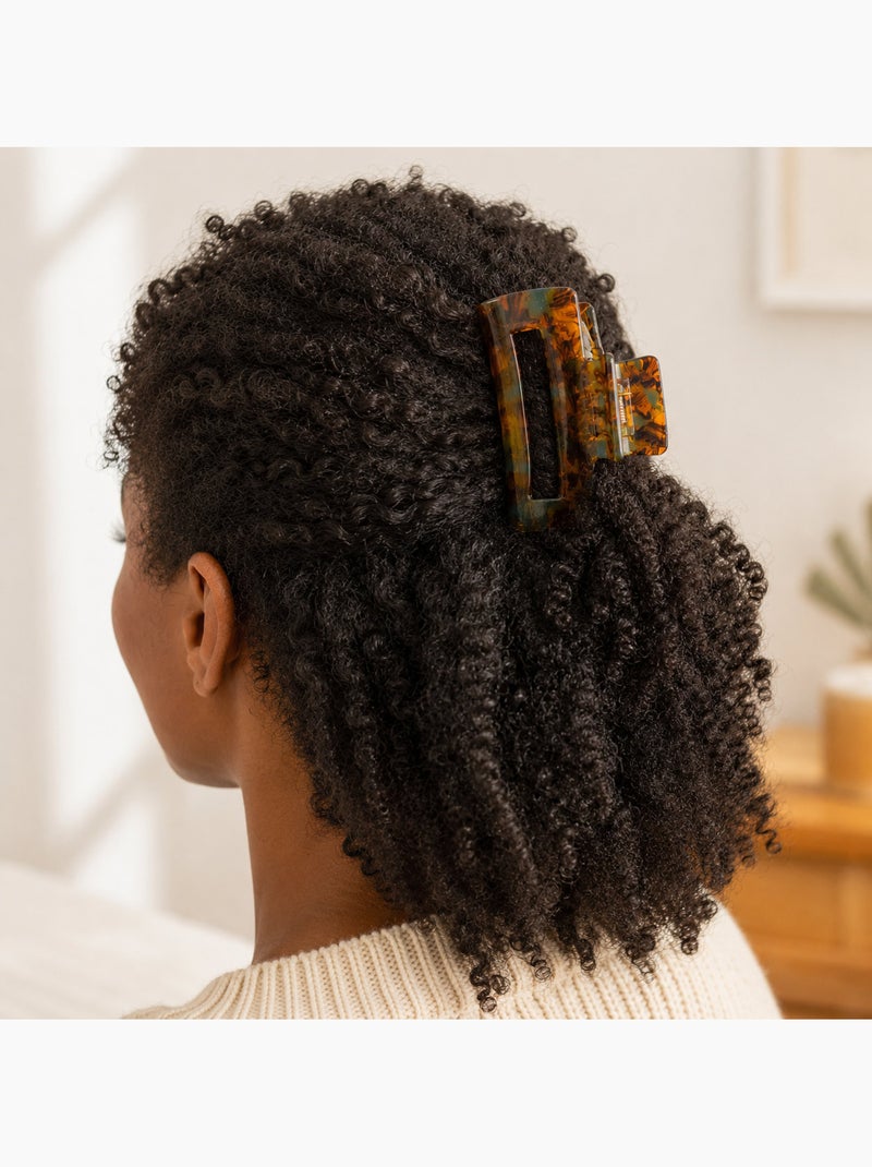 Pince crabe cheveux en acétate finition brillante Cognac - Kiabi